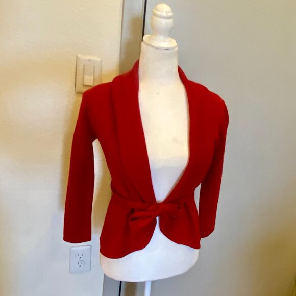 BCBG Red Cardigan 100% Merino Wool XS - Picture 3 of 6
